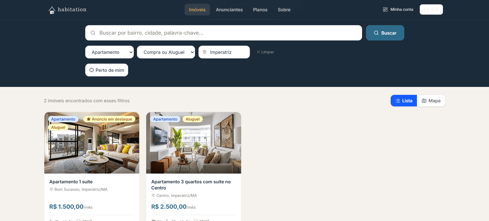 Captura de tela 1 do sistema Habitation