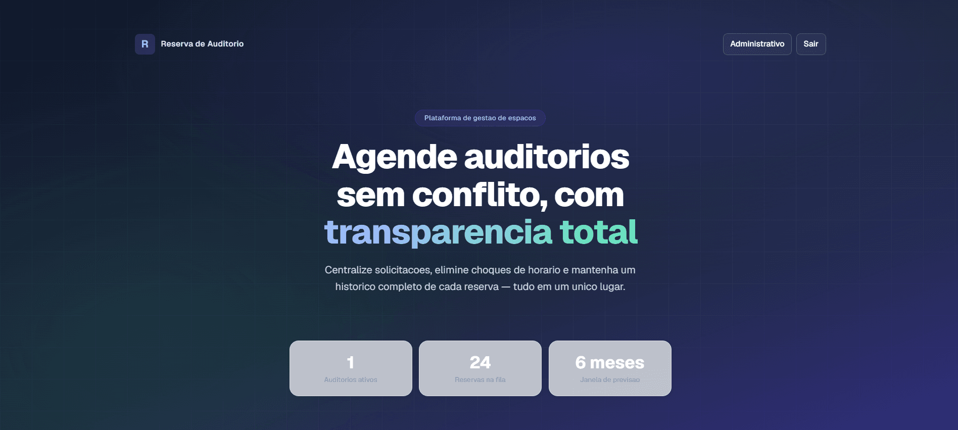 Captura de tela 1 do sistema Reserva de Auditório